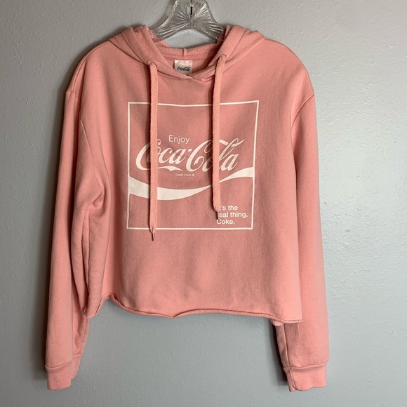 Coca Cola Tops - AWESOME PINK COKA-COLA CROP HOODIE SIZE MEDIUM